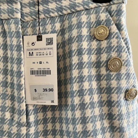 Zara Blue and White Houndstooth Blazer - Picture 4 of 4